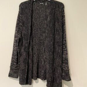 EUC NIC+ZOE Black and Brown Peplum Button Cardigan Lightweight